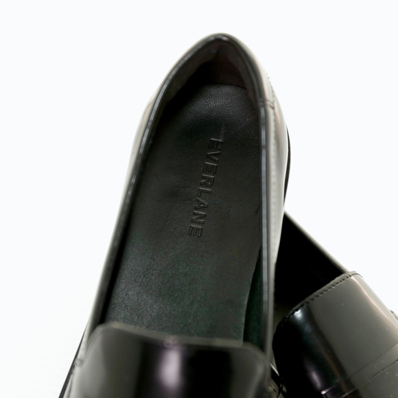 Everlane The Penny Loafer Shiny Black Leather Square Toe Slip On Womens 9M - Picture 6 of 9